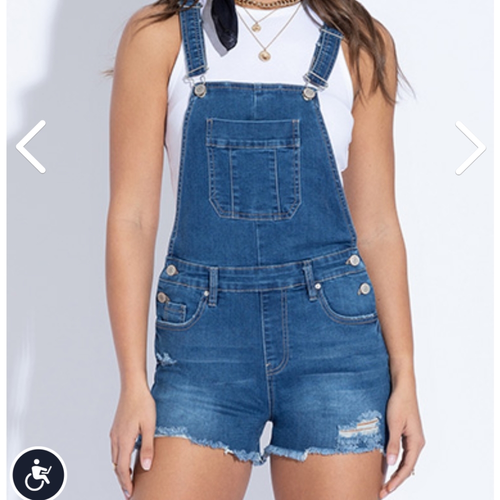 YMI Junior Easy Fit Overall Blue Jean Denim Shorts With Frayed Distressed Hem 5